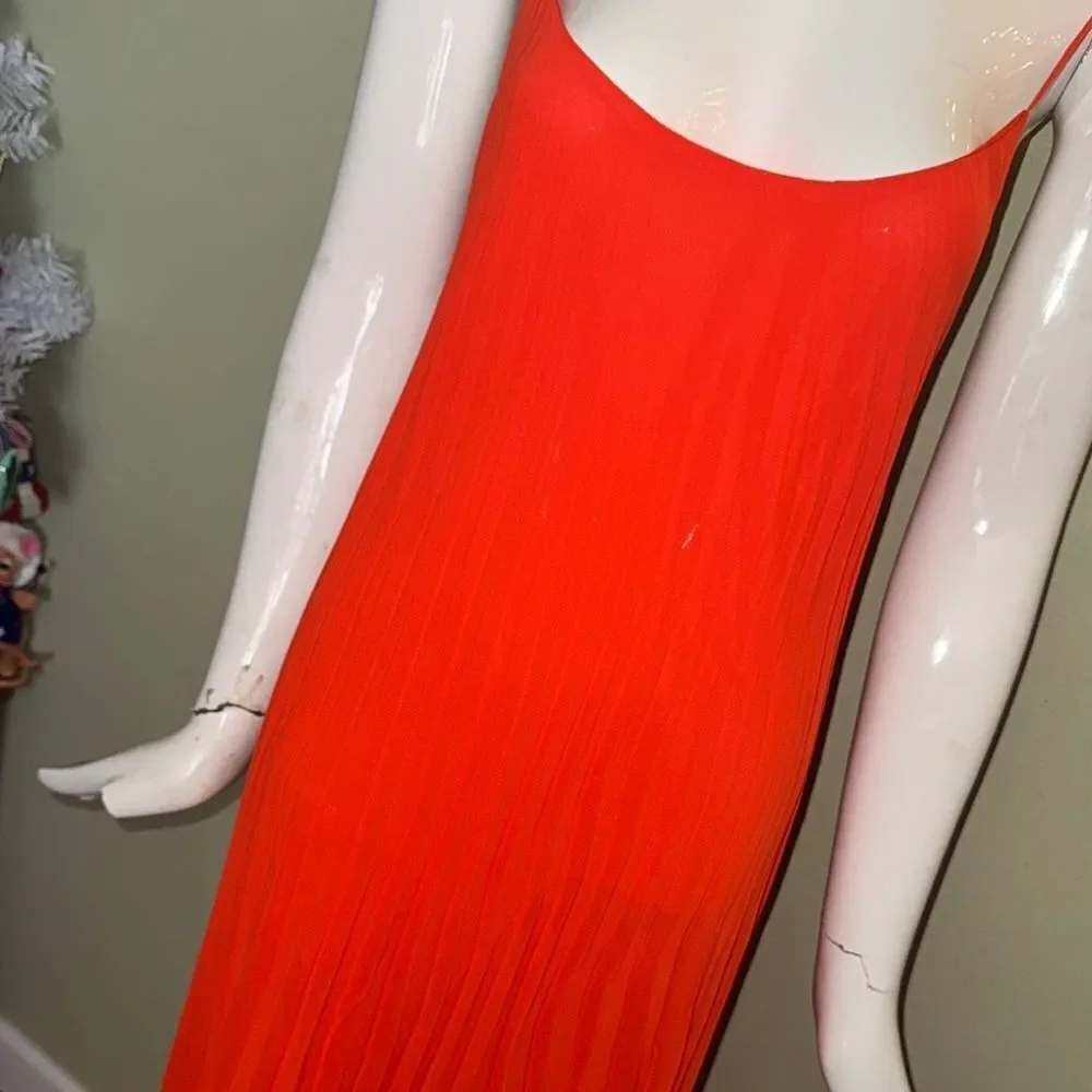 Bleu Rod Beattie orange polyester pleated dress - Picture 3 of 6